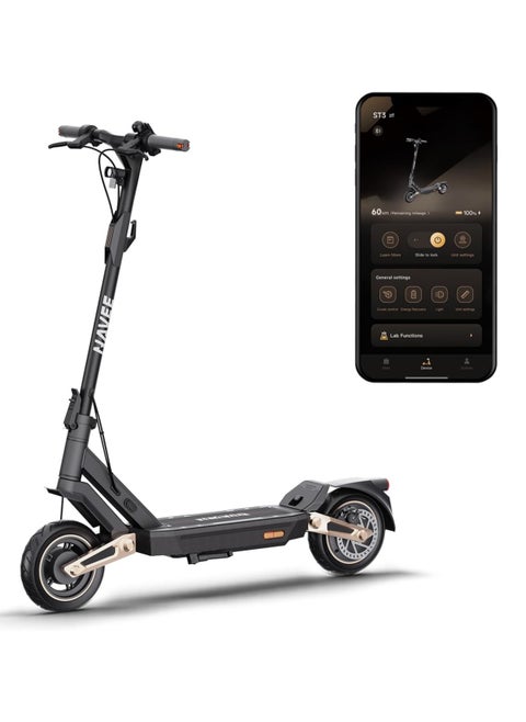 NAVEE Electric Scooter ST3 Pro, 25Km/H Max Speed and max Range 75Km, 1350W Motor, Dual Suspension, Anti-Skid TCS 120Kg Max Load, Foldable,Supports Apple Find My
