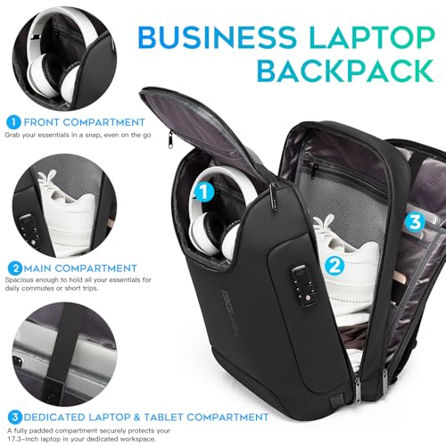 BANGE Anti-Theft Backpack with USB Charging Port for Men, 17.3 Inch Business Laptop Backpack, TSA Approved Lock & Waterproof Zippers, Large Travel Computer Bag - Image 5