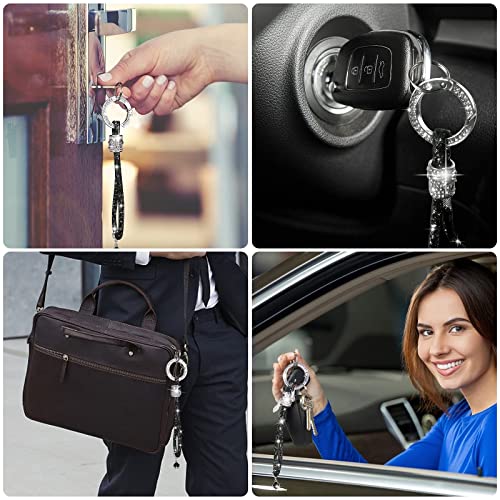 Yiflin Cute Wrist Car keychain for Women, Crystal Keychain Accessories，Bling Wrist Lanyard for Keys, Car key (Silver, Large) - Image 4