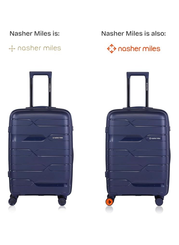 nasher miles Nasher Miles Paris Hard-Sided Polypropylene Check-in Luggage 24 inch | 65cm | 8 Wheels Medium Trolley Bag for Travel | Suitcase (Navy Blue)  - Image 2