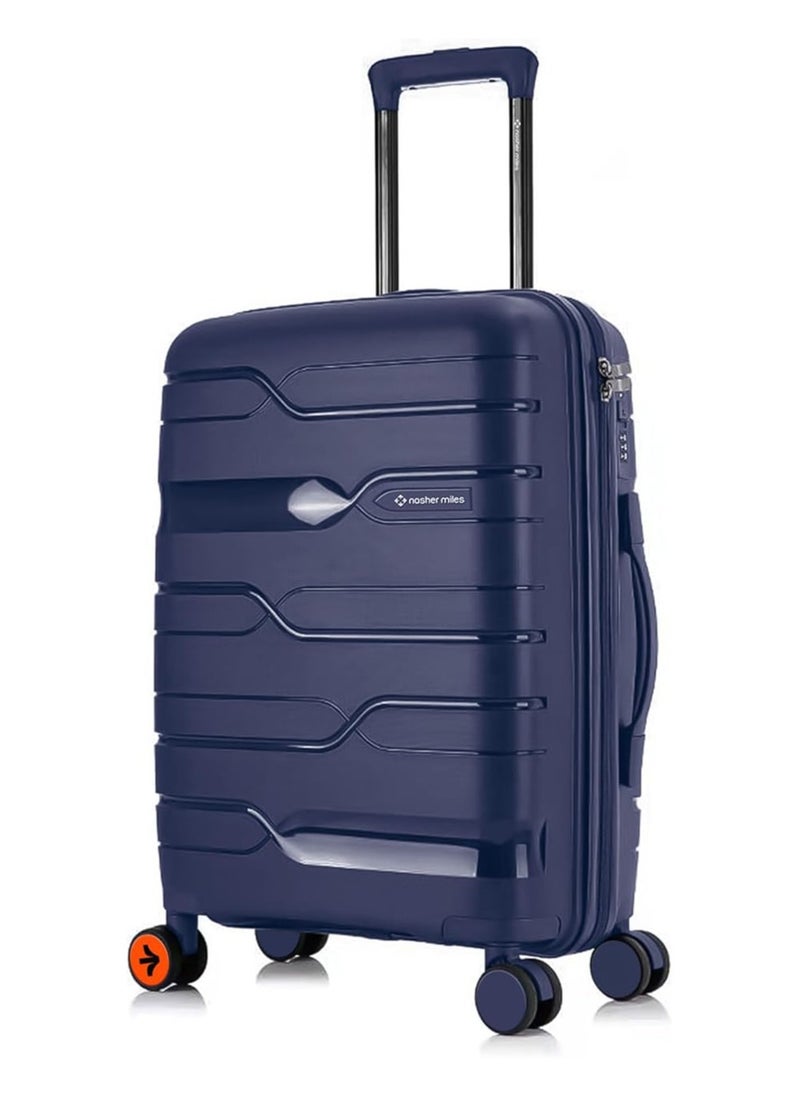nasher miles Nasher Miles Paris Hard-Sided Polypropylene Check-in Luggage 24 inch | 65cm | 8 Wheels Medium Trolley Bag for Travel | Suitcase (Navy Blue)  - Image 1