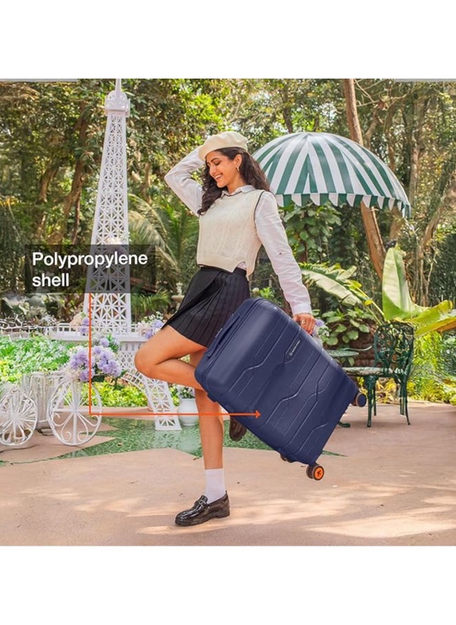 nasher miles Nasher Miles Paris Hard-Sided Polypropylene Check-in Luggage 24 inch | 65cm | 8 Wheels Medium Trolley Bag for Travel | Suitcase (Navy Blue)  - Image 3
