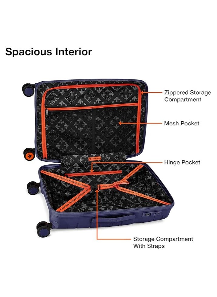 nasher miles Nasher Miles Paris Hard-Sided Polypropylene Check-in Luggage 24 inch | 65cm | 8 Wheels Medium Trolley Bag for Travel | Suitcase (Navy Blue)  - Image 5