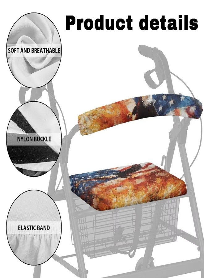 Luarisgur Rollator Accessories Fire Eagle Flag Walker Seat Covers for Ladies Men Universal Rollator Walker Seat and Backrest Covers Soft Walkers for Seniors with Seat Gift Covers Patriotic Decoration - Image 5