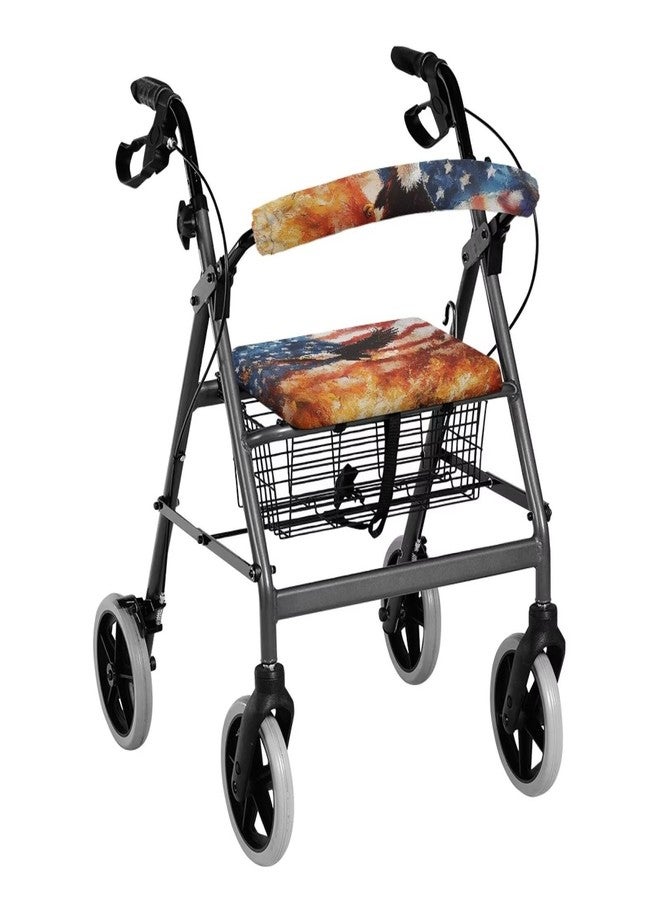 Luarisgur Rollator Accessories Fire Eagle Flag Walker Seat Covers for Ladies Men Universal Rollator Walker Seat and Backrest Covers Soft Walkers for Seniors with Seat Gift Covers Patriotic Decoration - Image 1