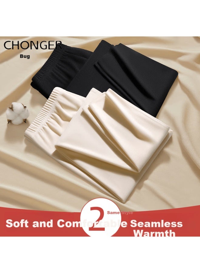 Insects Chonger Women's Thermal Underwear 2-pack Seamless Double-sided Fleece Thin Winter Leggings Cotton Pants - Image 1