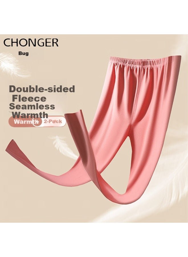 Insects Chonger Women's Thermal Underwear 2-pack Seamless Double-sided Fleece Thin Winter Leggings Cotton Pants - Image 2