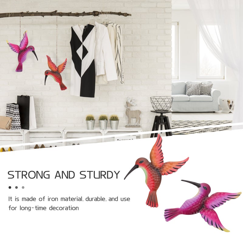 2Pcs Metal Hummingbird Wall Decor Shaped Decorative Wall Hanging Adornment - Image 3