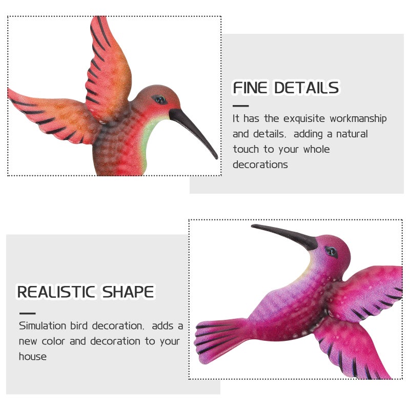 2Pcs Metal Hummingbird Wall Decor Shaped Decorative Wall Hanging Adornment - Image 5