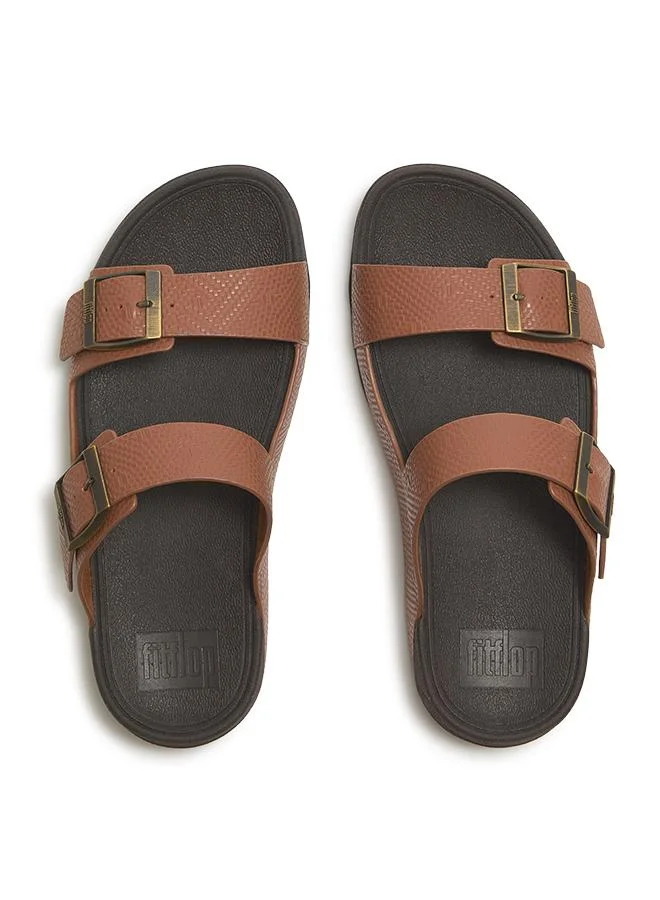 Fitflop GOGH MOC MENS BUCKLE EMBOSSED-LEATHER SLIDES