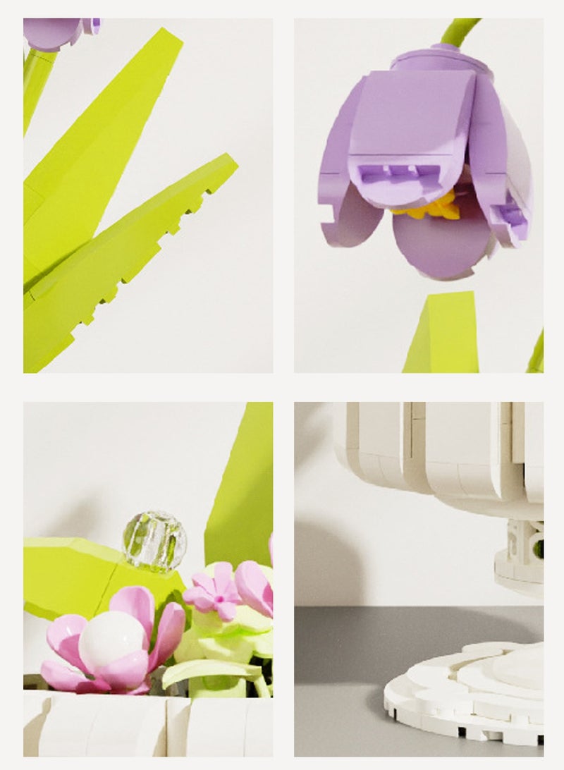 LOOPITYS 2245PCS Ringflower Building Blocks Set, including building blocks, construction toys, flower bouquets, ceramic puzzle assembly toys, suitable for consumers of all ages. Children's puzzle toys are especially suitable as birthday gifts for girls and can be used as furniture decorations and ornaments - Image 5