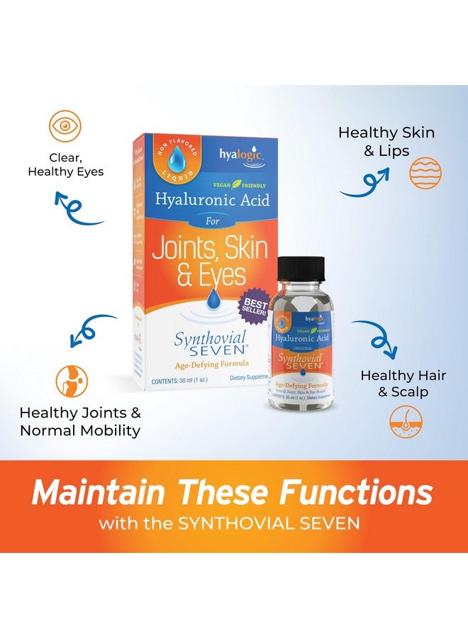 Hyalogic هايالوغيك سينثوفيال سيفن - مكمل حمض الهيالورونيك الفموي 1 أونصة (عبوة من 2) - HA سائل يدعم ترطيب البشرة والعينين والشفتين - خالي من الغلوتين، نباتي - Image 3