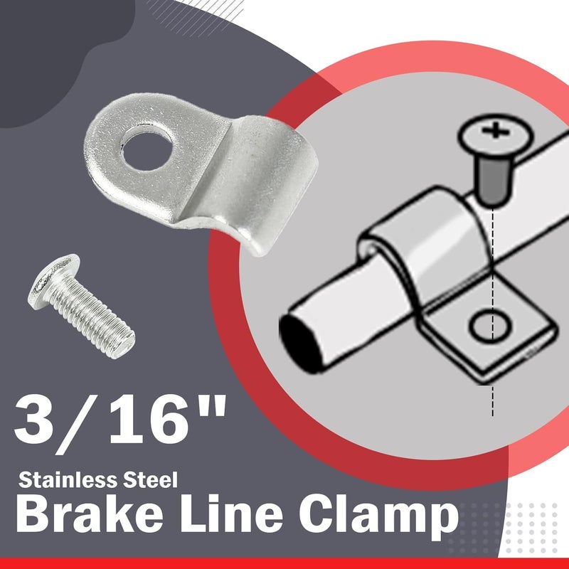 EASYBERG 3/16" Stainless Steel Brake Line Clamp with Screw Street Rod Custom Dune Buggy （24pc） - Image 3