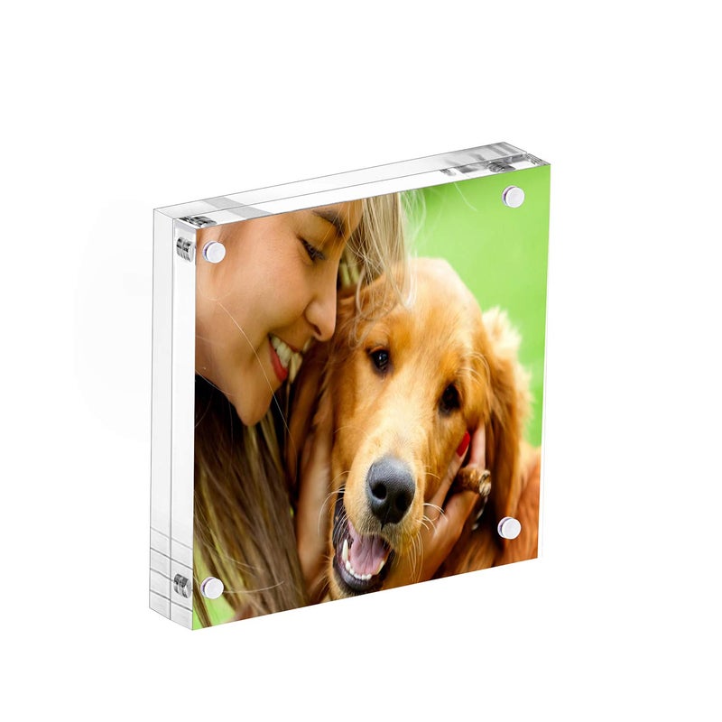 YestBuy 5x5 Picture FrameClear Acrylic Photo Frames Magnetic Picture FramesBlock Picture Frame For Desktop Display Record Eternal Memory 1 pack