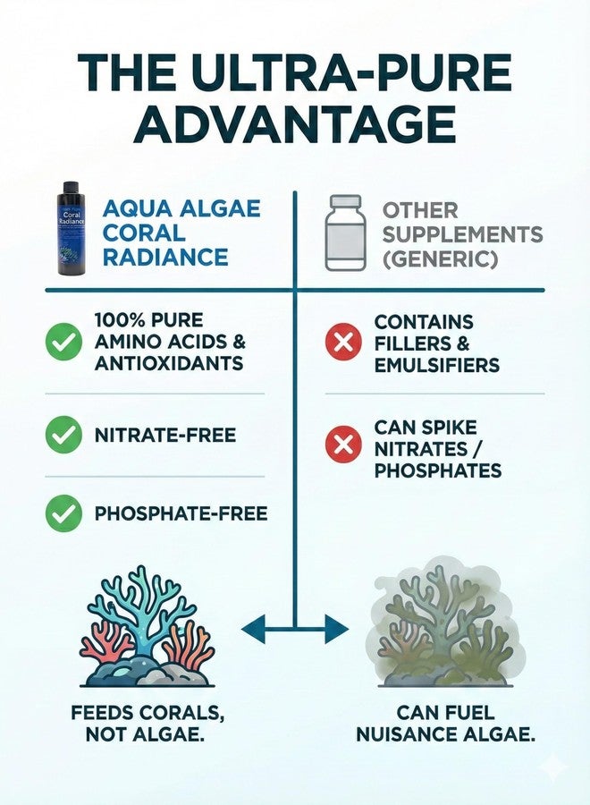 Aqua Algae Coral Radiance - Ultra-Pure Reef Amino Acids & Antioxidant Coral Food. 100% Phosphate-Free & Nitrate-Free Supplement for SPS, LPS Calcification, Coloration & Stress Defense - 4 fl oz - Image 4