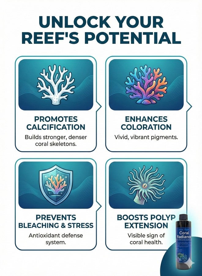 Aqua Algae Coral Radiance - Ultra-Pure Reef Amino Acids & Antioxidant Coral Food. 100% Phosphate-Free & Nitrate-Free Supplement for SPS, LPS Calcification, Coloration & Stress Defense - 4 fl oz - Image 2