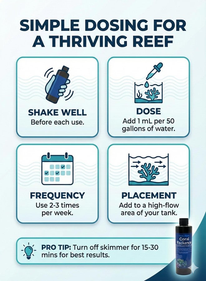 Aqua Algae Coral Radiance - Ultra-Pure Reef Amino Acids & Antioxidant Coral Food. 100% Phosphate-Free & Nitrate-Free Supplement for SPS, LPS Calcification, Coloration & Stress Defense - 4 fl oz - Image 3