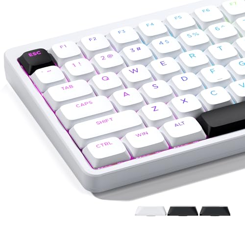 GMKWTL XVX Low Profile White Keycaps, Shine Through Keycap Set, Double Shot PBT Key caps, Bow Keyboard Keycaps Compatibility for 60% 75% 80% 85% 100% MX Switches Mechanical Keyboard - Image 1
