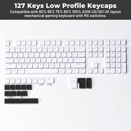 GMKWTL XVX Low Profile White Keycaps, Shine Through Keycap Set, Double Shot PBT Key caps, Bow Keyboard Keycaps Compatibility for 60% 75% 80% 85% 100% MX Switches Mechanical Keyboard - Image 2
