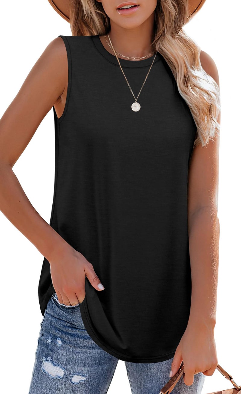 OFEEFAN Womens Tops Dressy Casual Workout High Neck Plus Size Tank Top Woman 3X Tunics or Tops to Wear with Leggings Black Women's Clothing - Image 2
