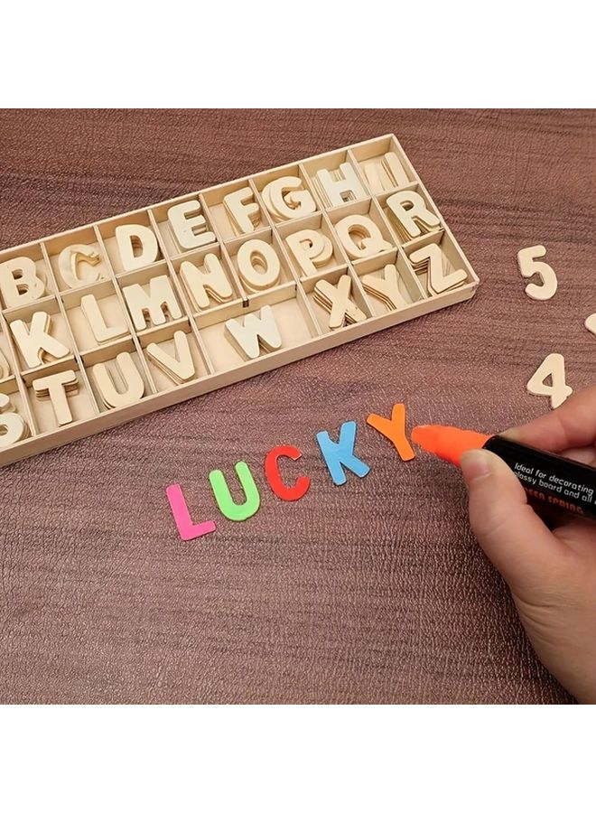 156 قطعة مجموعة أحرف أبجدية خشبية مع صينية تخزين للرسم DIY حرف يدوية ديكور المنزل هدية - Image 1
