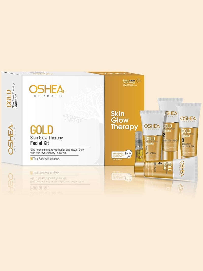 OSHEA Oshea Herbals Gold Skin Glow Therapy Facial Kit for All Skin Types Instant Radiance Nourishment for Healthy Clear Skin Enriched with Mulberry Licorice Aloe Vera Extract 64g - Image 2