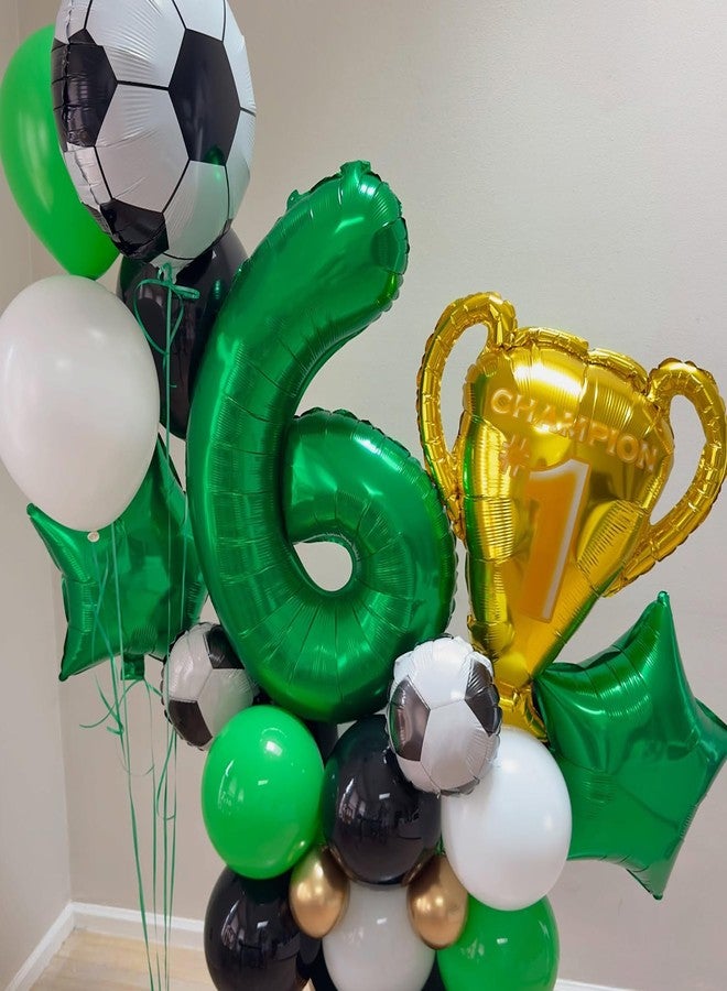 KHC-KHF Soccer-Balloon 7Pcs 32in Champion Trophy 18in Soccer Foil Balloons Sports Theme Birthday Boys Party Game Day Celebration Decorations Football Balloons - Image 2