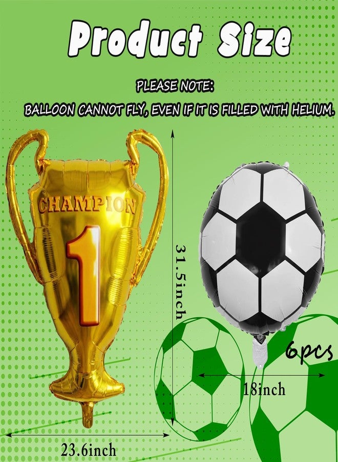 KHC-KHF Soccer-Balloon 7Pcs 32in Champion Trophy 18in Soccer Foil Balloons Sports Theme Birthday Boys Party Game Day Celebration Decorations Football Balloons - Image 3