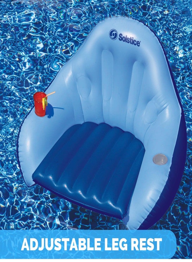 SOLSTICE Inflatable Pool Lounger Float for Relaxation - Raft for Group Pool, Beach & Lake Use, Solo Chair with Convertible Leg Rest, Blue - Image 4