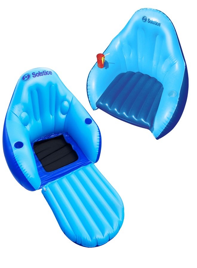 SOLSTICE Inflatable Pool Lounger Float for Relaxation - Raft for Group Pool, Beach & Lake Use, Solo Chair with Convertible Leg Rest, Blue - Image 2
