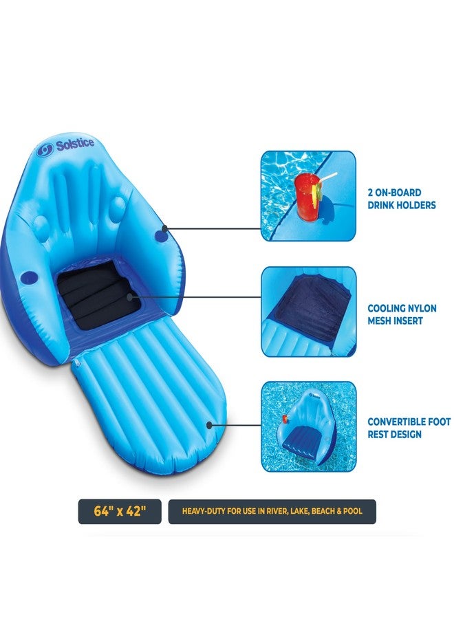 SOLSTICE Inflatable Pool Lounger Float for Relaxation - Raft for Group Pool, Beach & Lake Use, Solo Chair with Convertible Leg Rest, Blue - Image 5