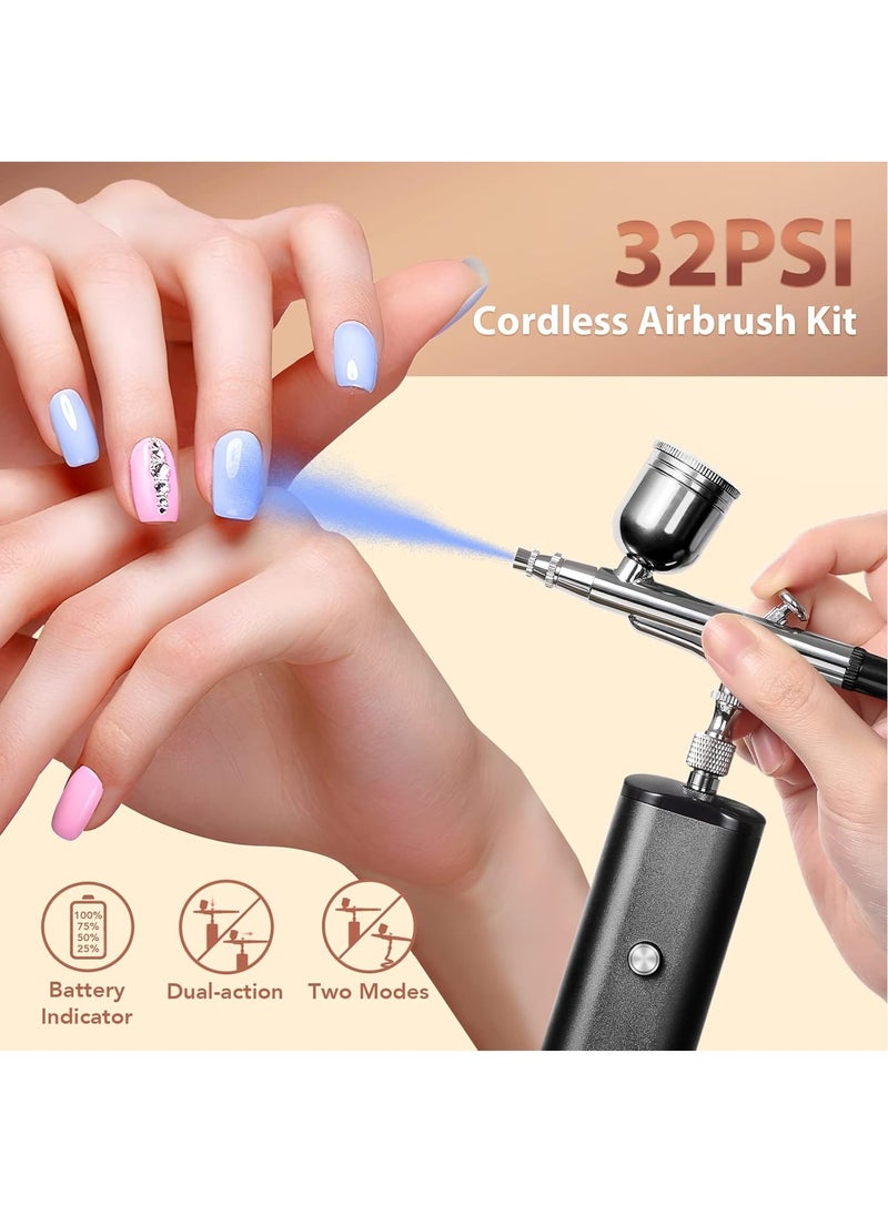 KADIP Airbrush Kit with Compressor, 32PSI Handheld Mini Air Brush Gun Set, Portable High Pressure Air Brushes for Painting, Tattoo, Nail Art, Mode, Makeup, Cake, Barber  - Image 2