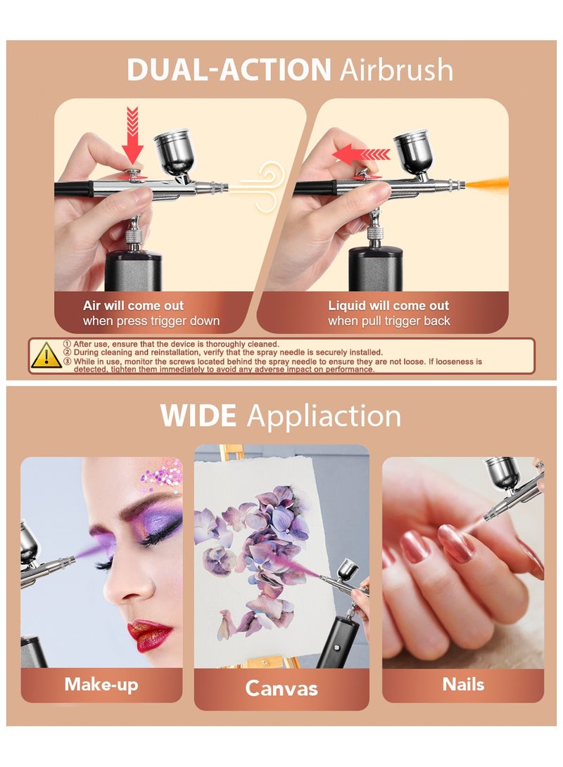 Airbrush Kit with Compressor, 32PSI Handheld Mini Air Brush Gun Set, Portable High Pressure Air Brushes for Painting, Tattoo, Nail Art, Mode, Makeup, Cake, Barber