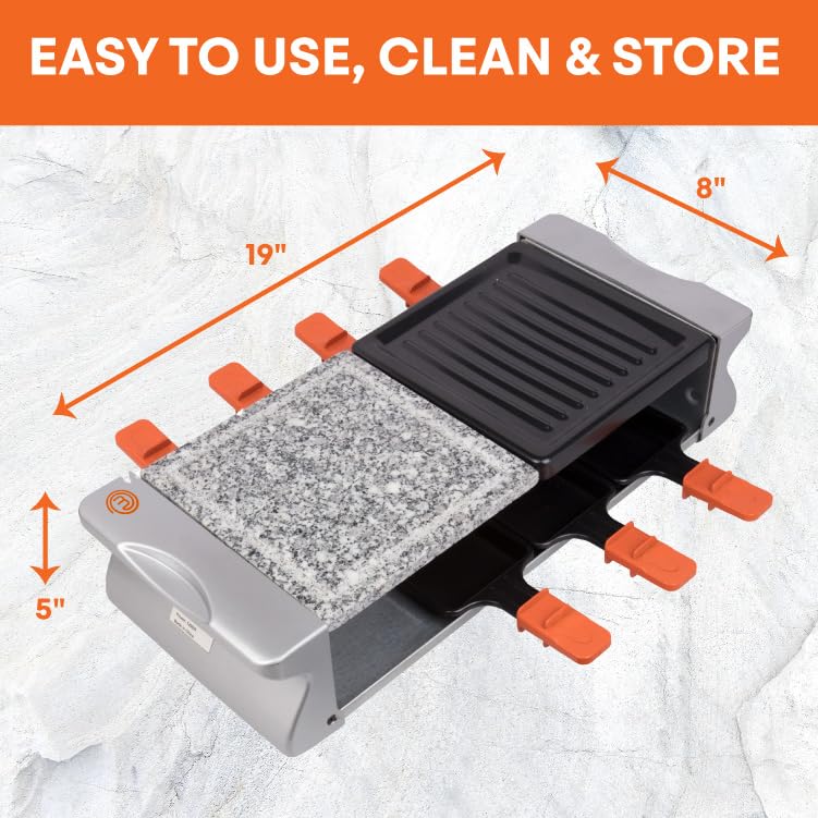 Masterchef شواية طاولة كهربائية ماستر شيف مع لوحة شواء غير لاصقة وحجر طهي - طباخ طاولة لـ 8 أشخاص للشواء الكوري الداخلي بدون دخان - ذوبان الجبنة، طهي اللحم والخضار، المقبلات في آن واحد - (19" x 8") - Image 3