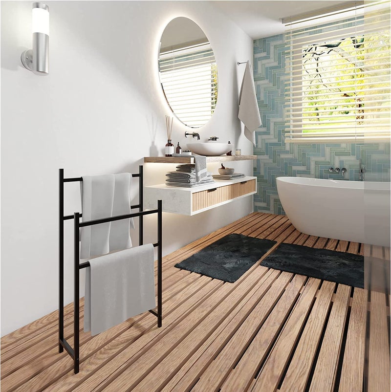 INDIAN DECOR INDIAN DECOR 41213 Classic Tall Towel Rail Towel HolderBlack Towel Stand 43 x 18 x 80 Black  - Image 5