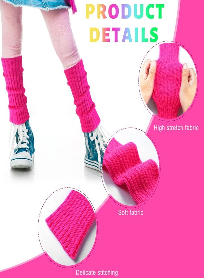 Giegxin Kids 80s Workout Costume Halloween Outfit Accessories Retro Neon Leotard Legging Headband Wristband Leg Warmers(Medium,Rose Red, Purple) - Image 3