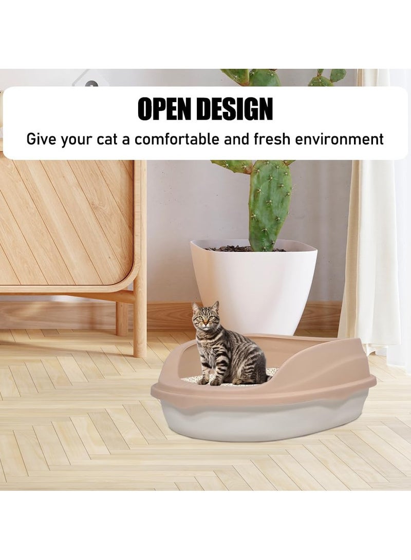 MAJIBAO Semi-enclosed litter box with litter scoop, Anti-splashing, Suitable for medium sized cat, Easy to clean and detachable fence, Open top high sided litter box 37 cm L (Pink and White Color)  - Image 5