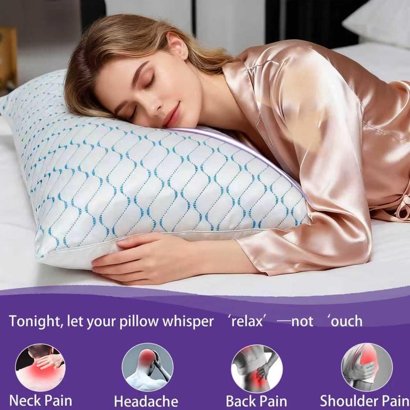 VAINOC Memory Foam Pillows King Size Set of 2,Adjustable Cooling Firm Pillow for Side Back Stomach Sleepers with Washable Removable Cover - Image 5