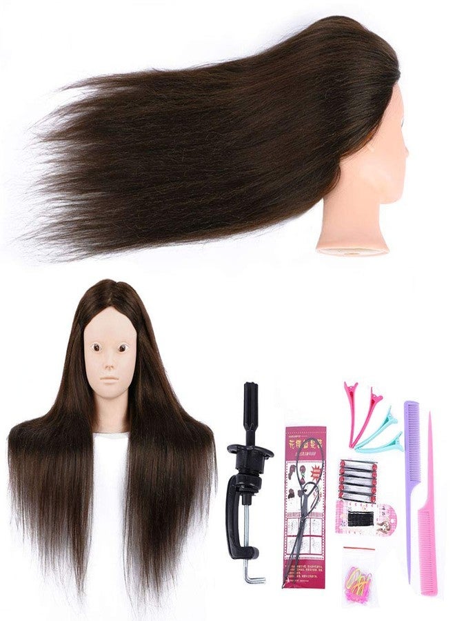MEDO Mannequin Head 26 Inch Training Head Hair Styling Manikin Cosmetology Doll Head With Free Clamp Synthetic Fiber Hair Dressing Salon Training Head Model For Make Up (No make up, 4) - Image 2