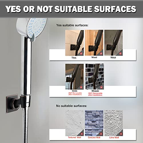 YDmeet Shower Head Holder Adjustable Handheld Shower Head Bracket Adhesive Shower Wall Mount Holder Brass Shower Wand Holder Oil-Rubbed Bronze, Glue Installation - Image 5