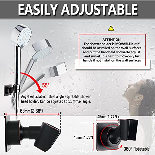 YDmeet Shower Head Holder Adjustable Handheld Shower Head Bracket Adhesive Shower Wall Mount Holder Brass Shower Wand Holder Oil-Rubbed Bronze, Glue Installation - Image 3