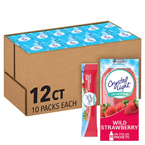 Crystal Light Wild Strawberry Artificially Flavored Powdered Drink Mix with Caffeine 120 ct Pack 12 Boxes of 10 OntheGoPackets - Image 1