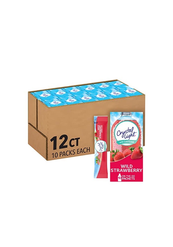 Crystal Light Wild Strawberry Artificially Flavored Powdered Drink Mix with Caffeine 120 ct Pack 12 Boxes of 10 OntheGoPackets - Image 1