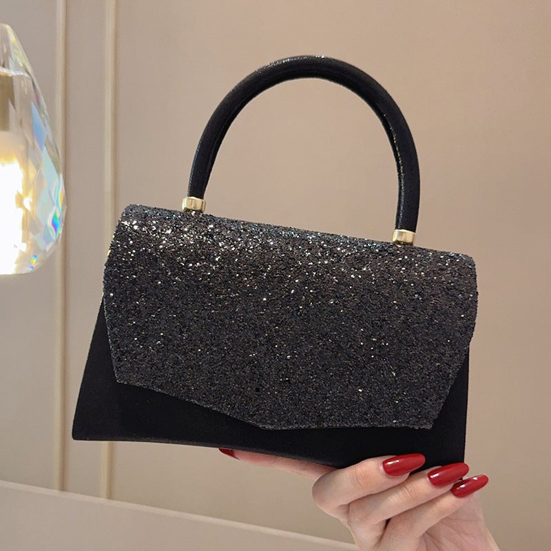 Sequin Royal Blue Handbag Small Square Bag Bride Wedding Bridesmaid Evening Bag Chain Bag Crossbody Banquet Women'S Bag - Image 1