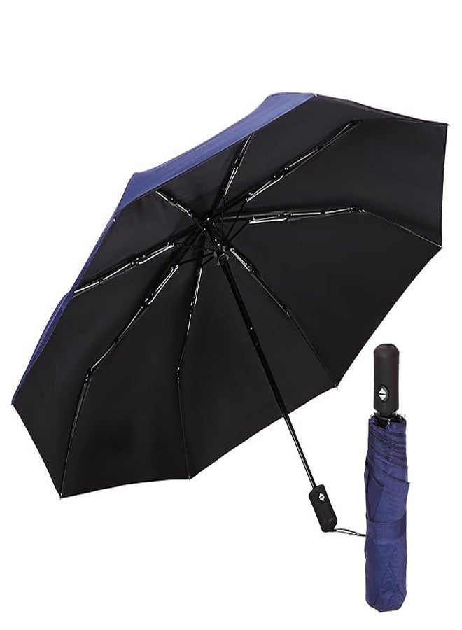 MGNLR Portable Auto Travel Umbrella - Sun & UV Protection Compact Lightweight Windproof Umbrella for Rain | Easy Auto Open Close, Durable & Compact, Strong Fiberglass Frame (Pack Of 1) (Navy Blue) - Image 1