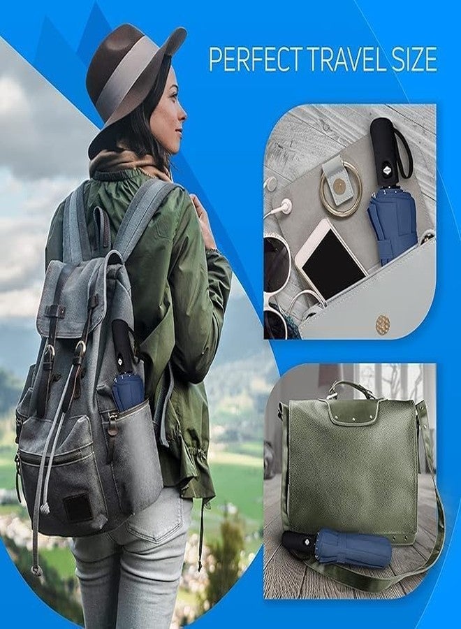 MGNLR Portable Auto Travel Umbrella - Sun & UV Protection Compact Lightweight Windproof Umbrella for Rain | Easy Auto Open Close, Durable & Compact, Strong Fiberglass Frame (Pack Of 1) (Navy Blue) - Image 4