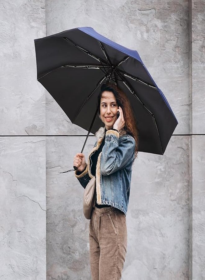 MGNLR Portable Auto Travel Umbrella - Sun & UV Protection Compact Lightweight Windproof Umbrella for Rain | Easy Auto Open Close, Durable & Compact, Strong Fiberglass Frame (Pack Of 1) (Navy Blue) - Image 5