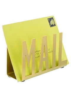 MyGift Modern Metal Desktop Mail Holder Office Desk Letter Sorter Organizer With Mail Cutout Design Gold  - Image 1