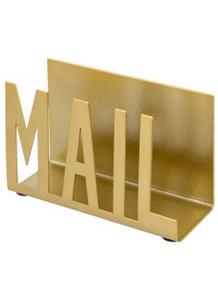 MyGift Modern Metal Desktop Mail Holder Office Desk Letter Sorter Organizer With Mail Cutout Design Gold  - Image 5