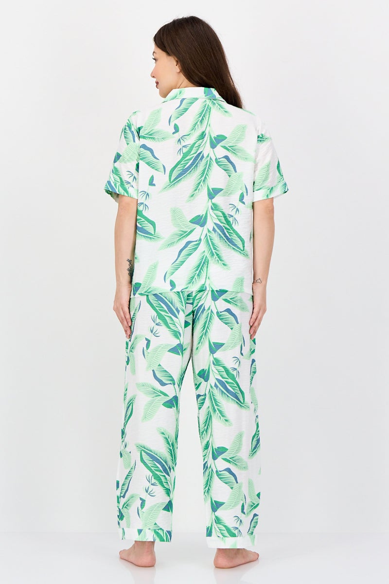 bebe Women 2 Pieces Floral Print Pajama Top And Pants Set, Multicolor - Image 4